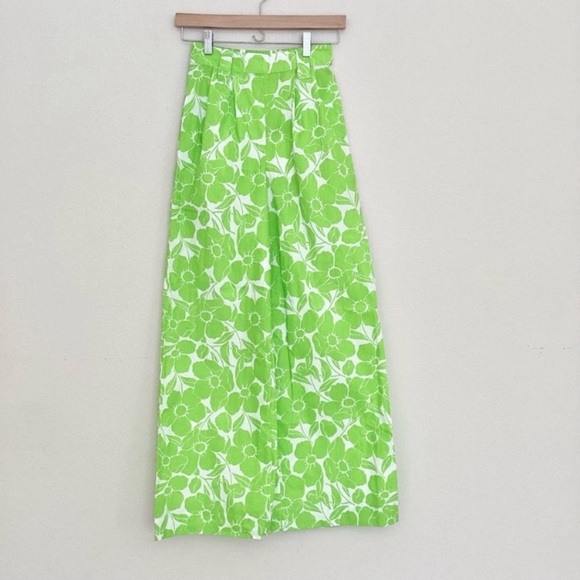 Essentiel Antwerp Anthropologie Wide Leg Pants Green/White Floral Print SZ 2 - Picture 6 of 9